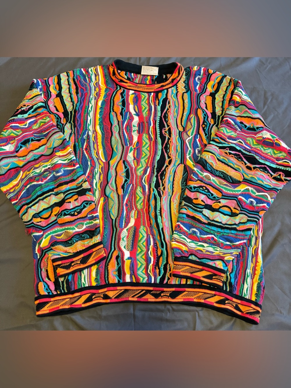 Coogi Sweater Size XL Australia 3D Knit Bright Multicolor Vintage Biggie Men